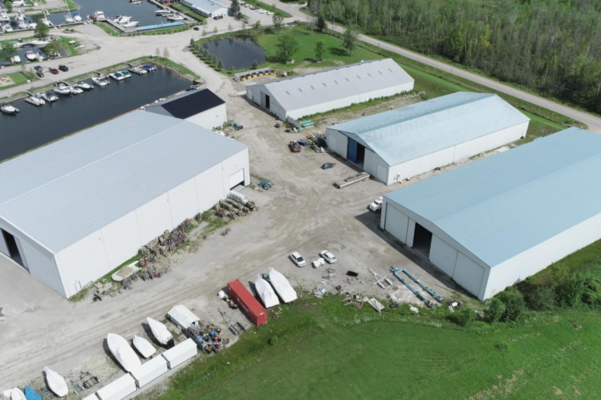 ariel view of Wye Heritage Marine Resort in Midland Ontario