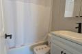 Bathroom in Sans Souci cottage model at Wye Cottages in Midland Ontario