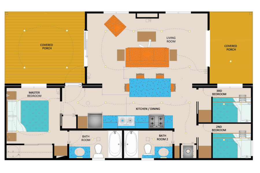 Killarney cottage floorplan at Wye Cottages in Midland Ontario