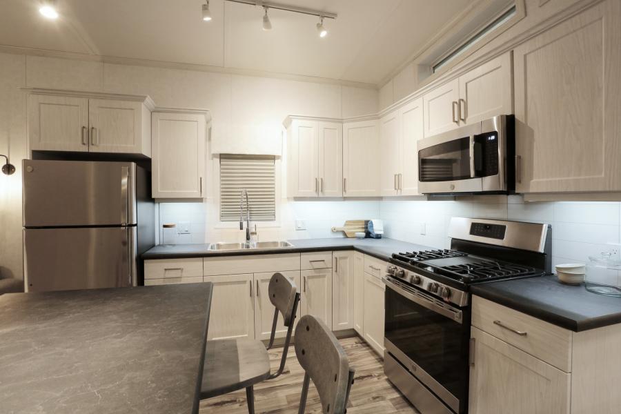 Kitchen in Cognashene cottage at Wye Cottages in Midland Ontario