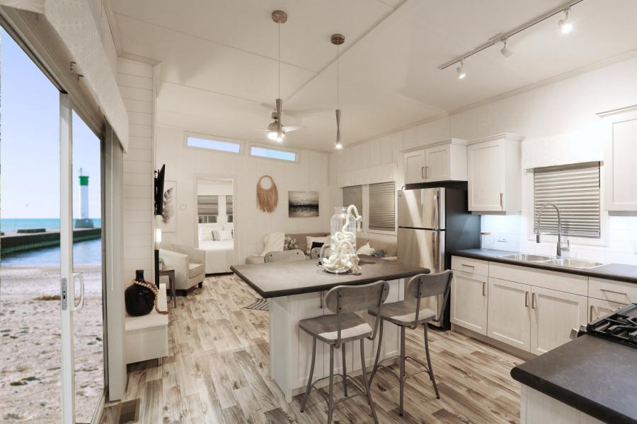 Kitchen in Cognashene cottage at Wye Cottages in Midland Ontario
