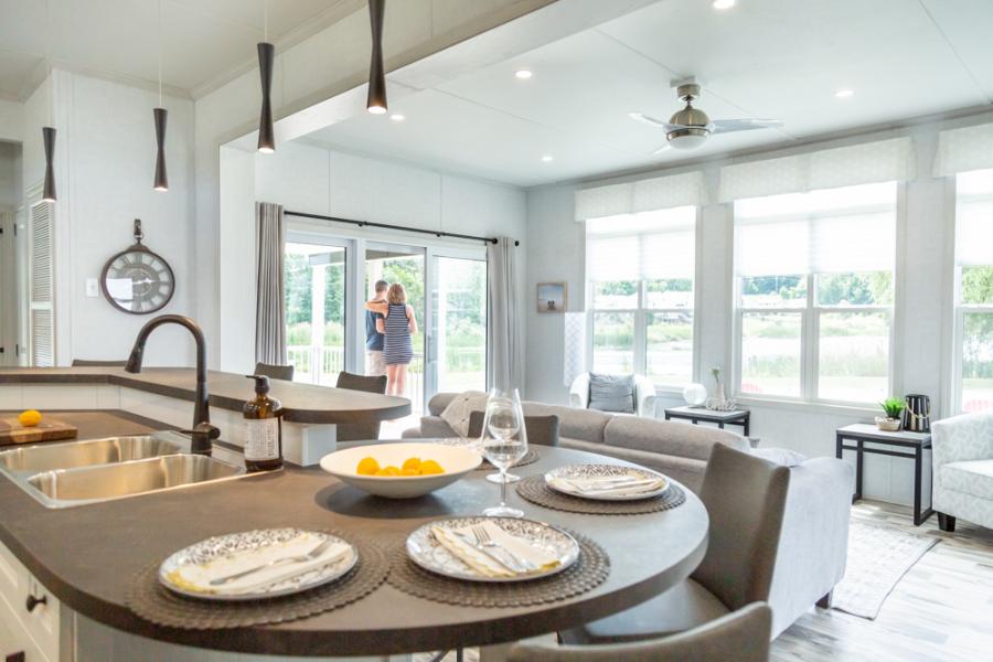 kitchen island at Wye Cottages Beausoliel model for sale in Midland Ontario