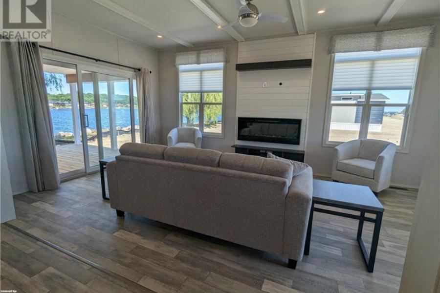 Livingroom in Beckwith cottage model at Wye Cottages in Midland Ontario