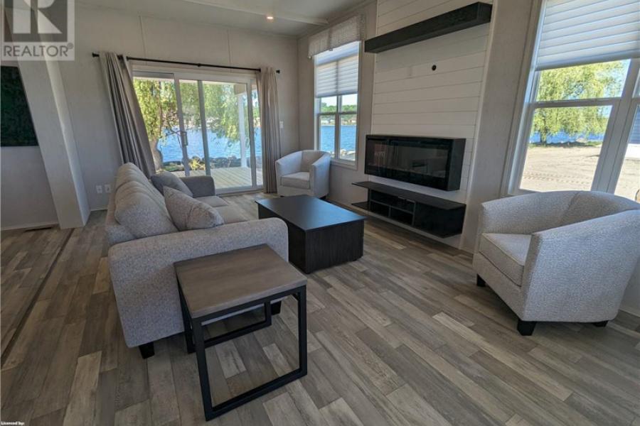 Livingroom in Beckwith cottage model at Wye Cottages in Midland Ontario