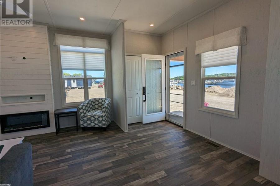 Entry at Sans Souci cottage model at Wye Cottages in Midland Ontario