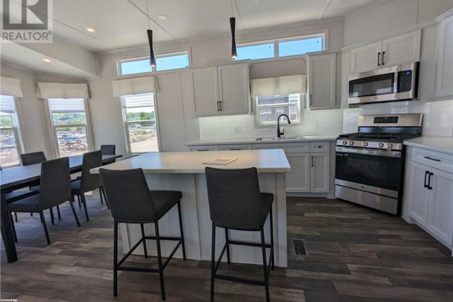 Kitchen in Sans Souci cottage model at Wye Cottages in Midland Ontario